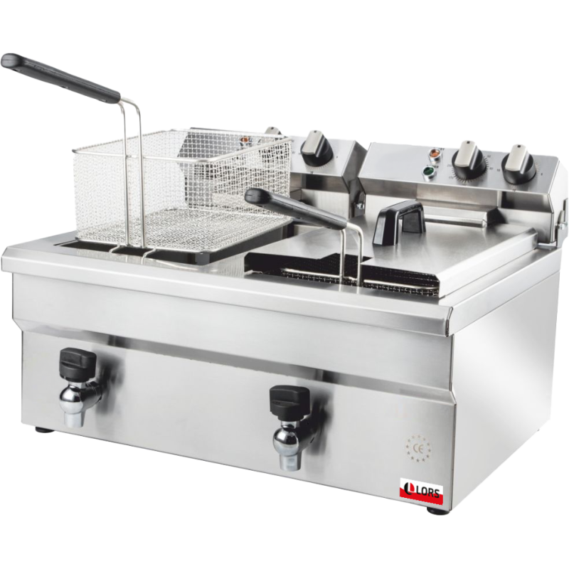 10+10 Lt Double Electrical Fryer Pro With Tap
