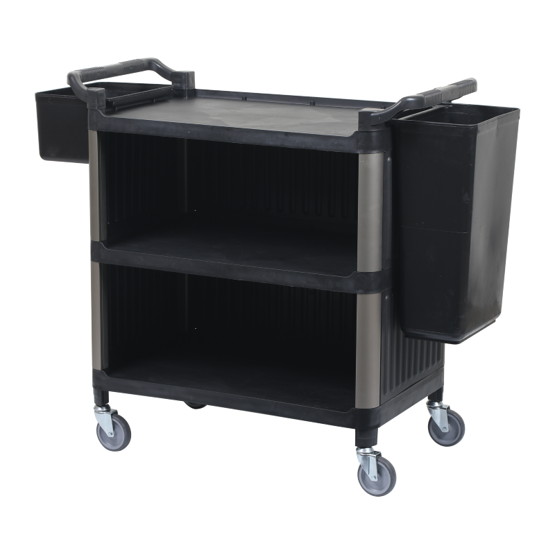 Plastic Service Trolley, 3 Tiers Covered